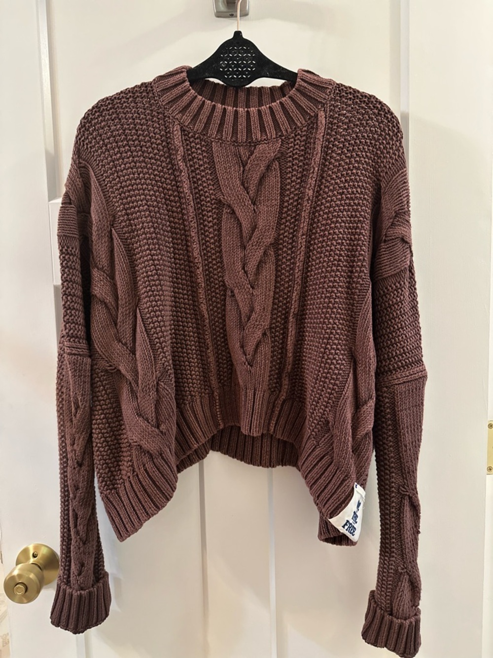 Free people brand new Chunky Cable Knit Sweater - Mauve Brown